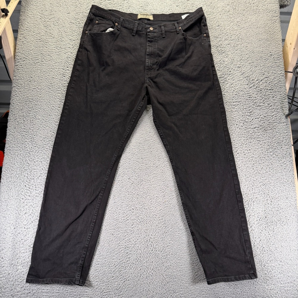 Wrangler Authentics Jeans Men 46x34 Black Cotton Denim Straight Workwear Stretch